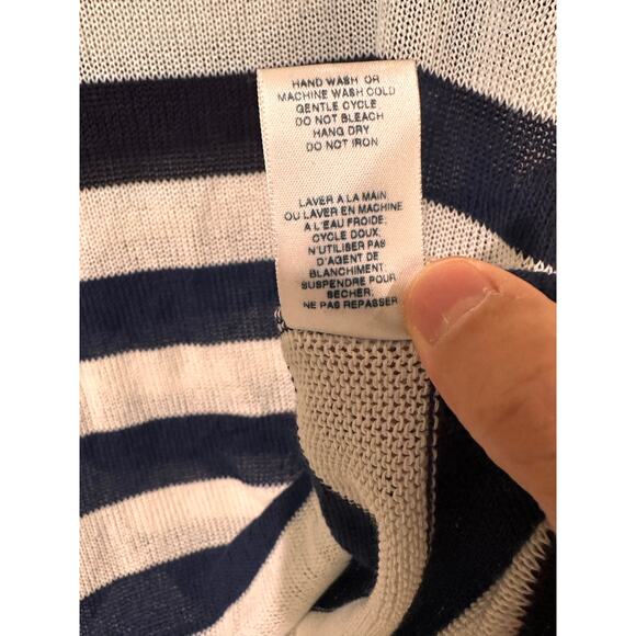 Joie Soft Erickson Coastal Nautical Sea Striped Lightweight Hoodie Navy White, L - Picture 6 of 9